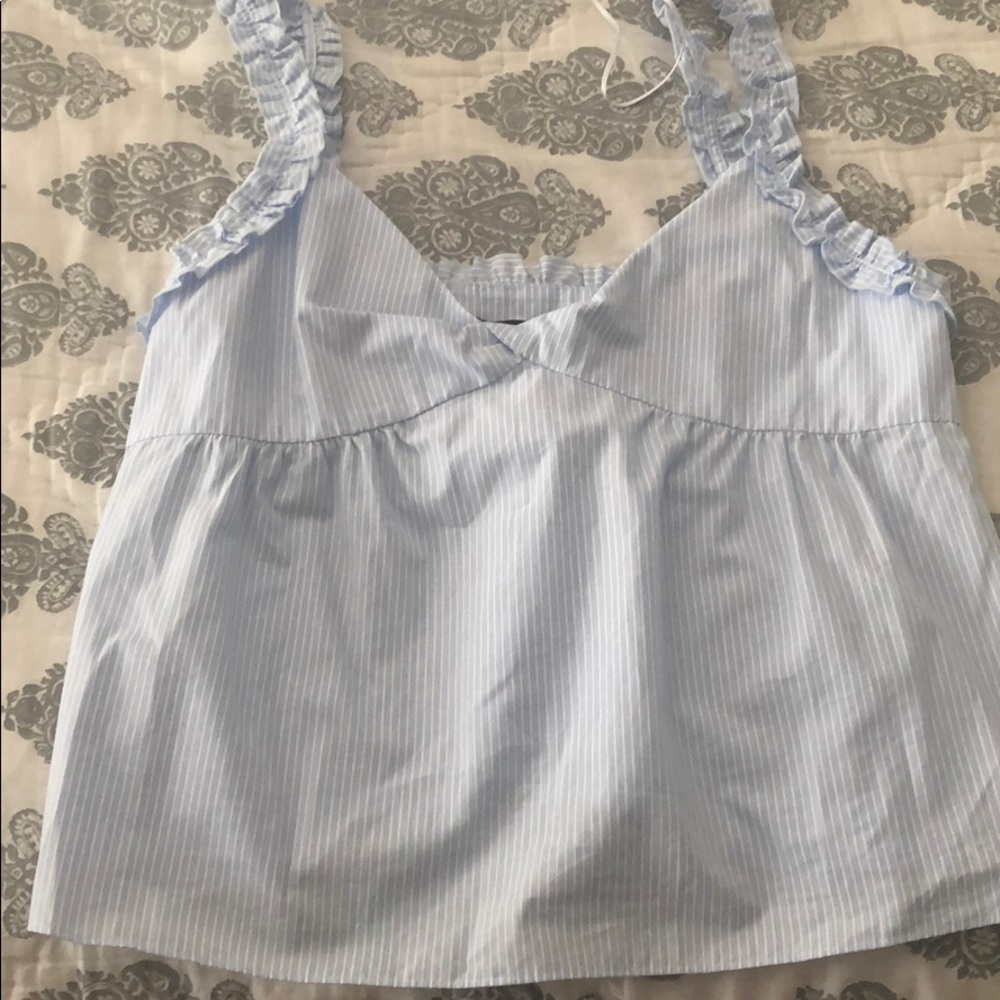 Blue and White Striped Zara Top